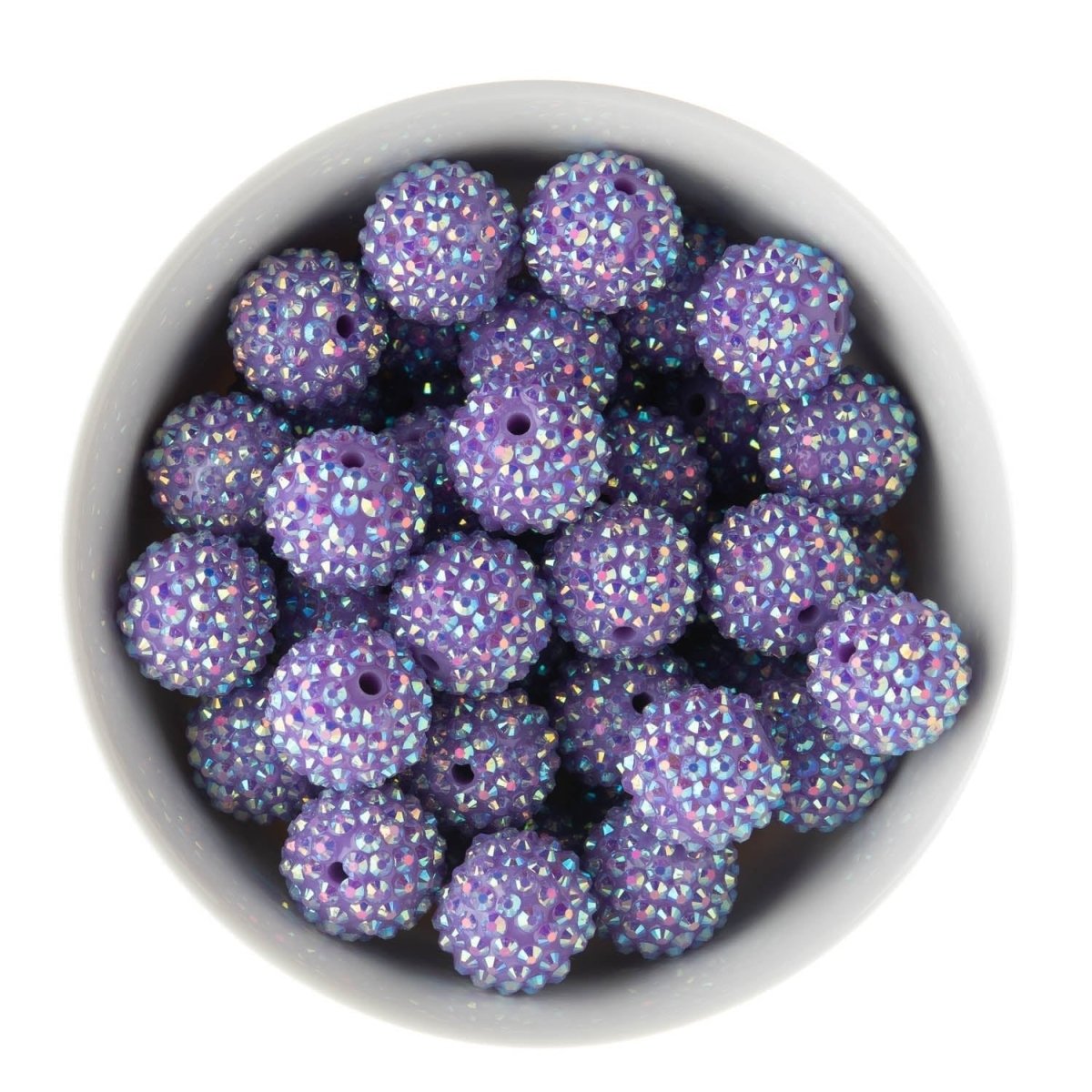 Acrylic Round Beads Rhinestone 20mm Purple AB from Cara & Co Craft Supply