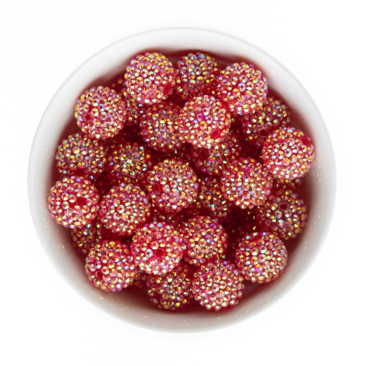 Acrylic Round Beads Rhinestone 20mm Red AB from Cara & Co Craft Supply