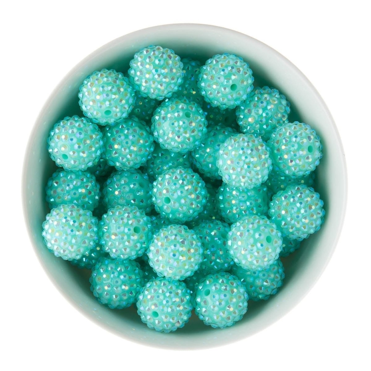 Acrylic Round Beads Rhinestone 20mm Teal AB from Cara & Co Craft Supply