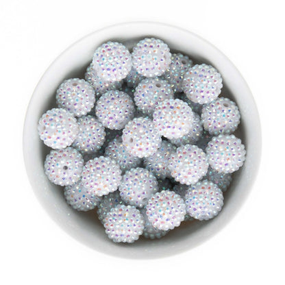 Acrylic Round Beads Rhinestone 20mm White AB from Cara & Co Craft Supply
