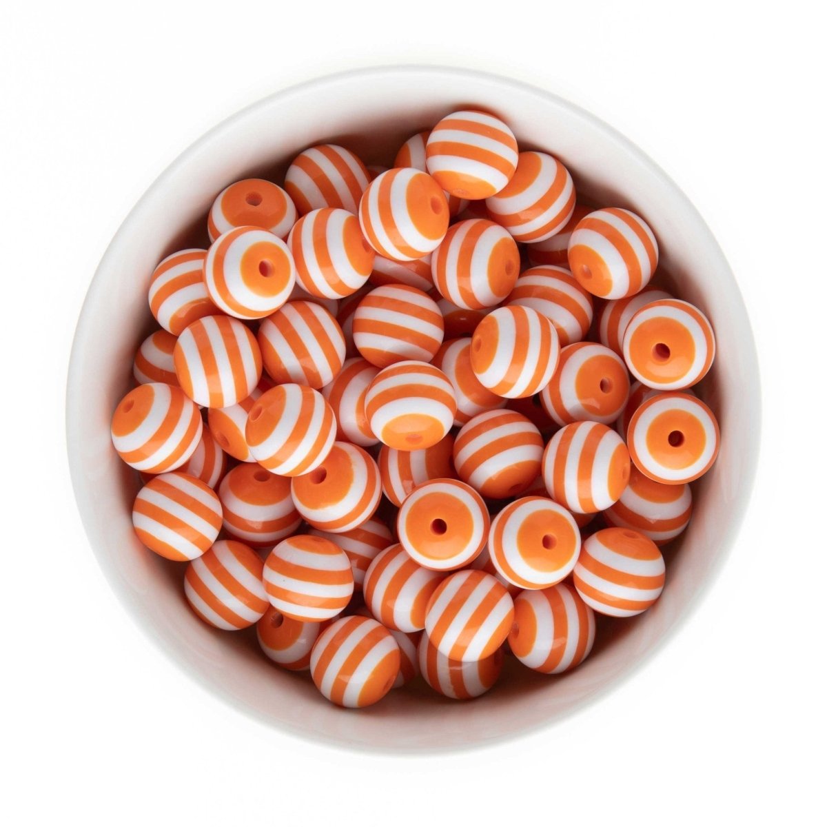 Acrylic Round Beads Striped 16mm Orange from Cara & Co Craft Supply