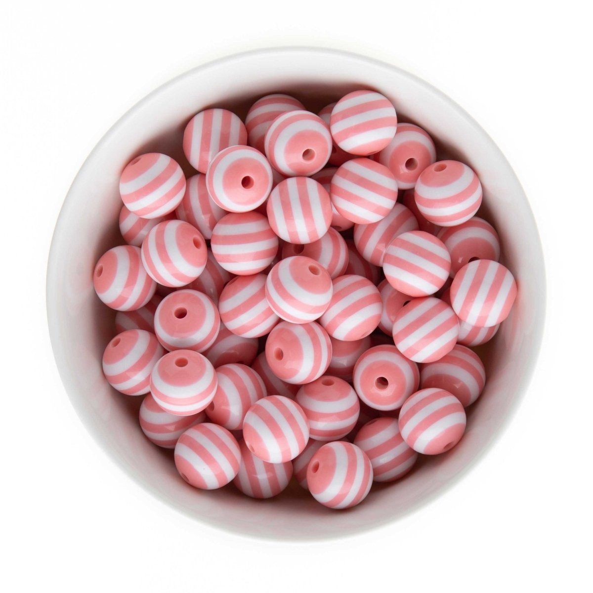 Acrylic Round Beads Striped 16mm Pink from Cara & Co Craft Supply