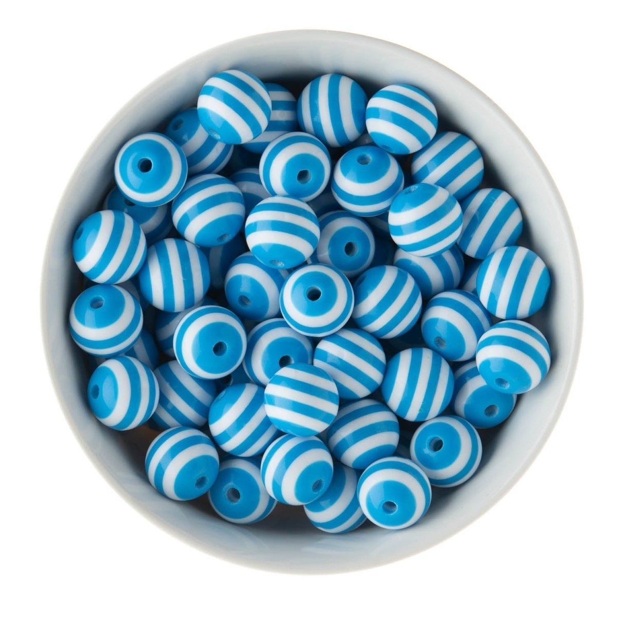 Acrylic Round Beads Striped 16mm Sky Blue from Cara & Co Craft Supply