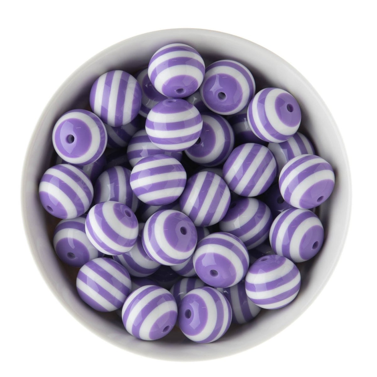 Acrylic Round Beads Striped 20mm Amethyst from Cara & Co Craft Supply