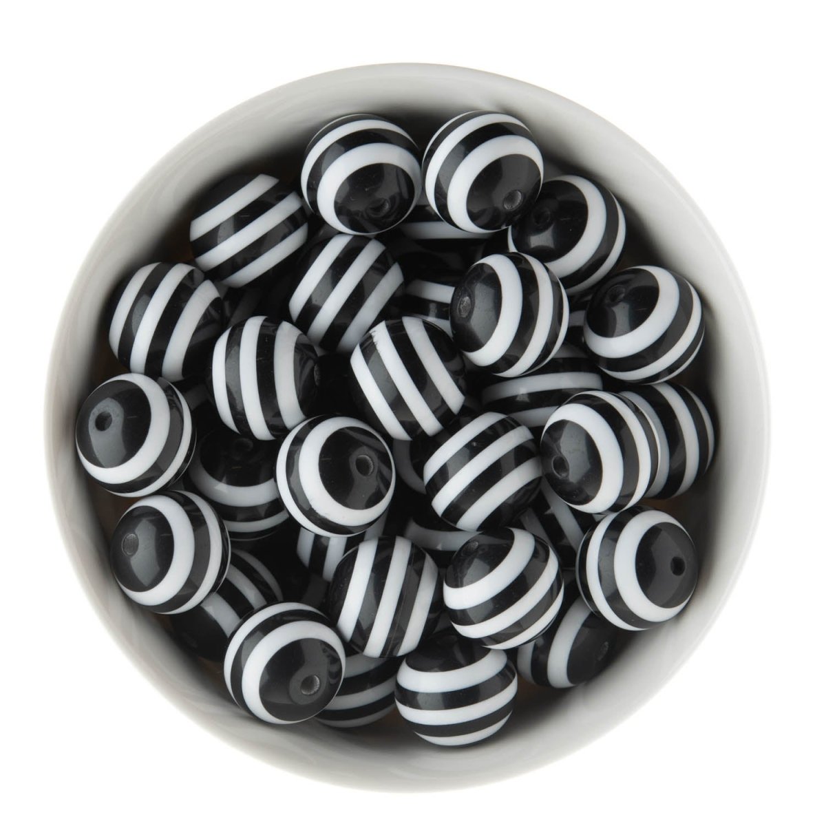 Acrylic Round Beads Striped 20mm Black from Cara & Co Craft Supply