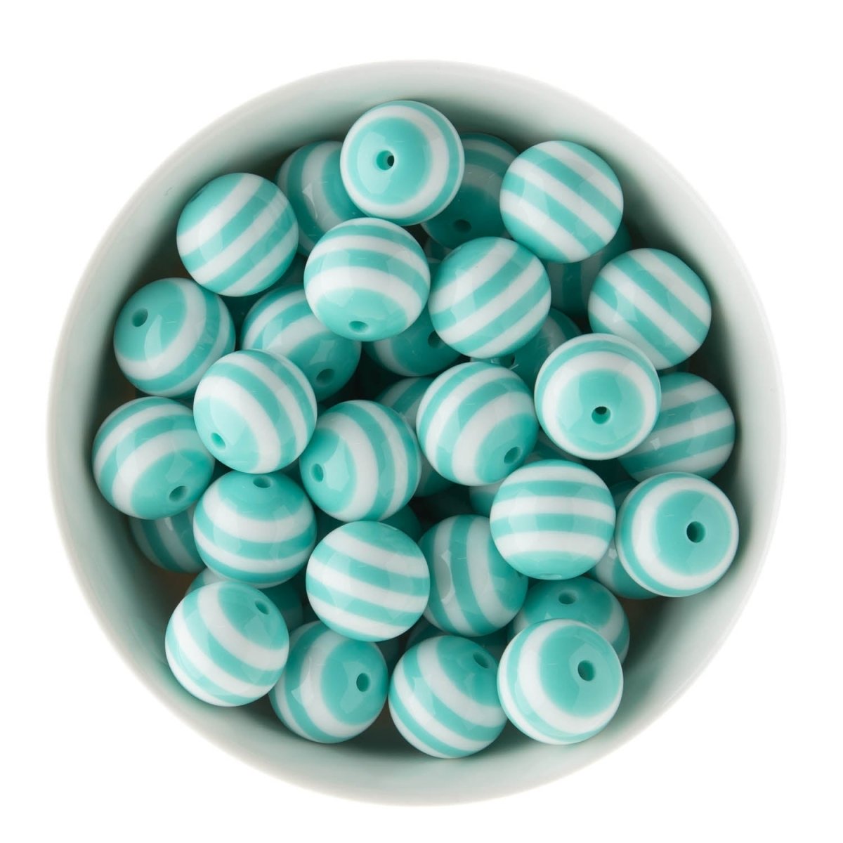 Acrylic Round Beads Striped 20mm Mint from Cara & Co Craft Supply