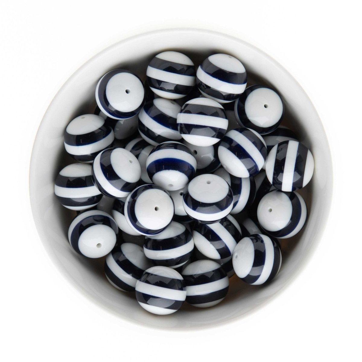 Acrylic Round Beads Striped 20mm Navy from Cara & Co Craft Supply