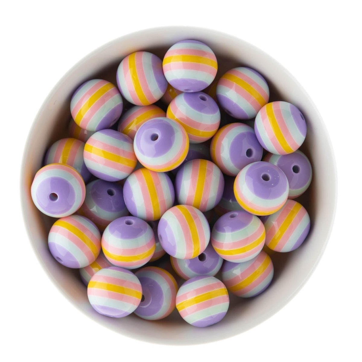 Acrylic Round Beads Striped 20mm Pastel from Cara & Co Craft Supply