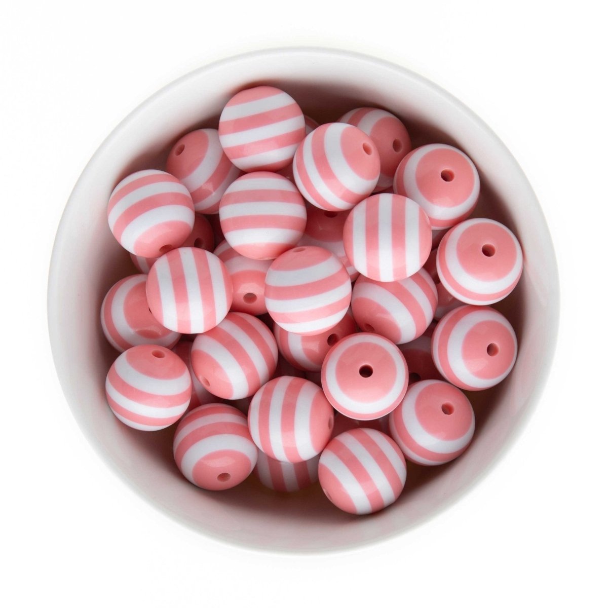 Acrylic Round Beads Striped 20mm Pink from Cara & Co Craft Supply