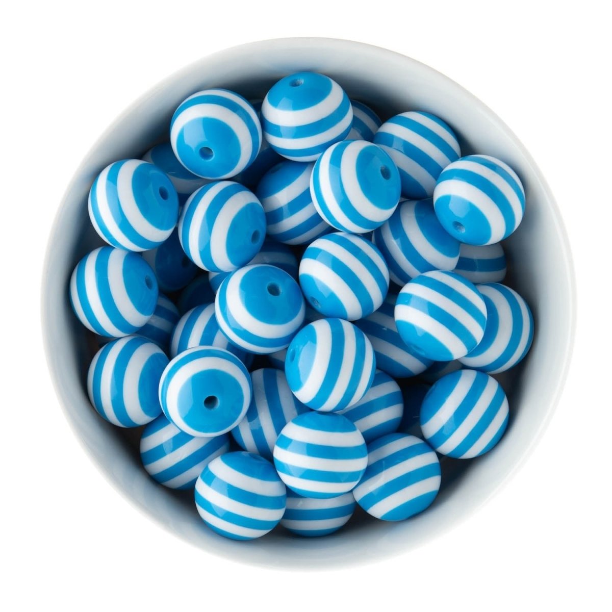Acrylic Round Beads Striped 20mm Sky Blue from Cara & Co Craft Supply