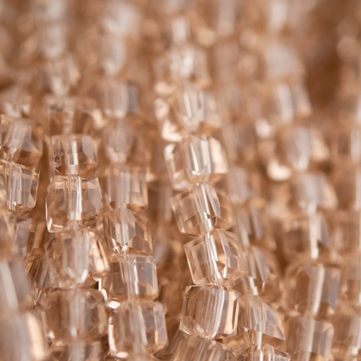 Glass Beads Glass Faceted Cubes Clear Cappuccino from Cara & Co Craft Supply