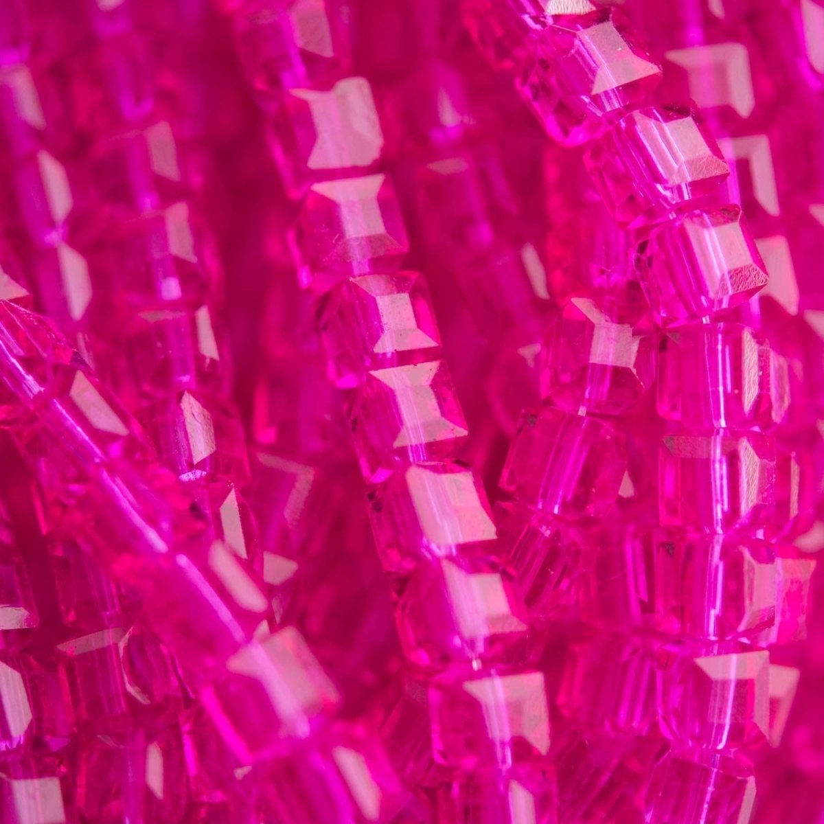 Glass Beads Glass Faceted Cubes Hot Pink from Cara & Co Craft Supply