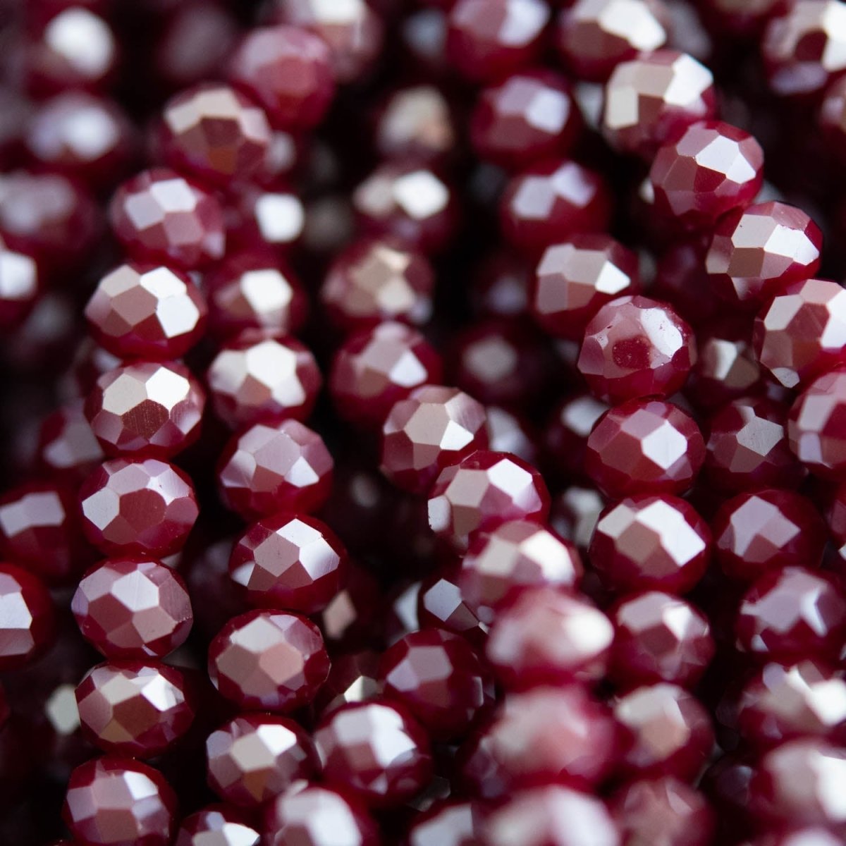 Glass Beads Glass Faceted Rondelle Deep Red from Cara & Co Craft Supply
