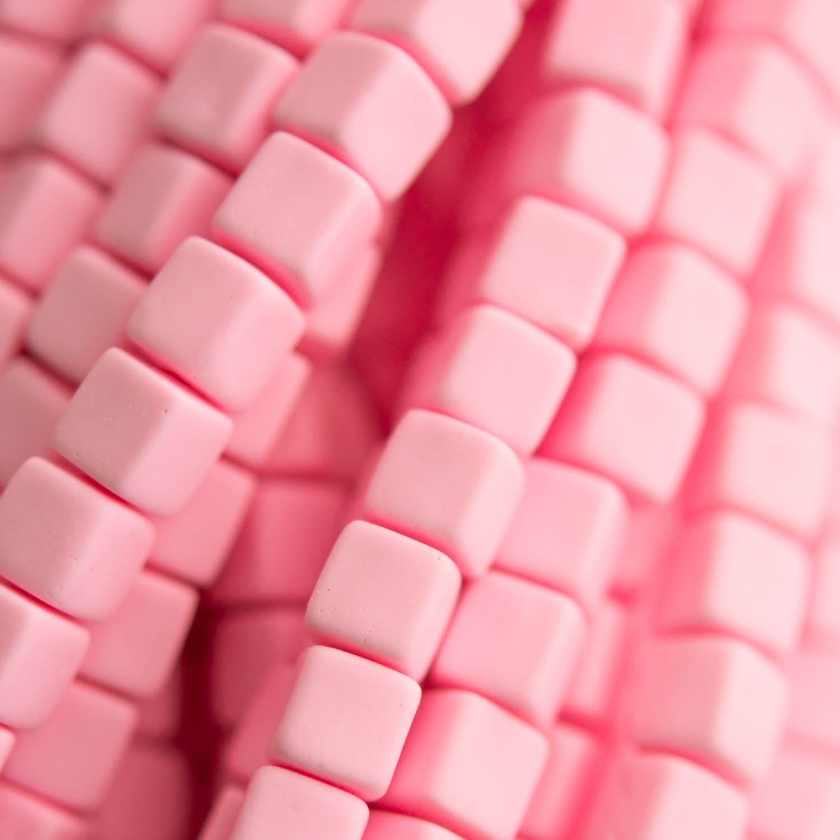 Heishi Bead Strands Polymer Clay Beads - Cubes Soft Pink from Cara & Co Craft Supply