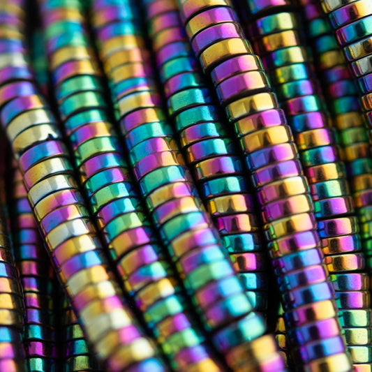 Hemitite Beads Hematite - Spacers Rainbow from Cara & Co Craft Supply