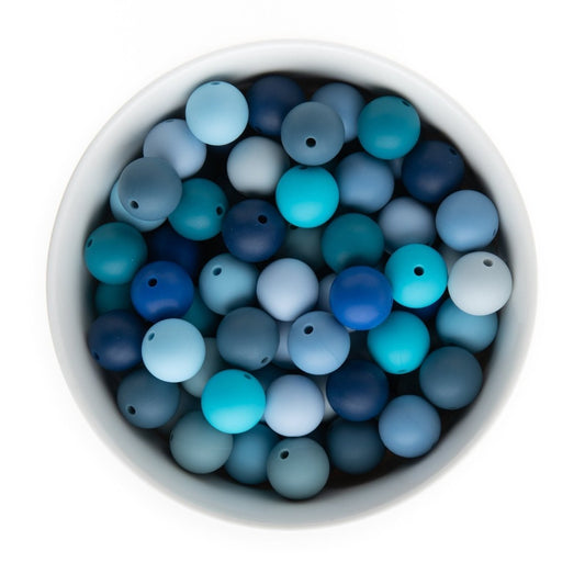 Silicone Bead Packs Calming Blues 15mm Round Silicone from Cara & Co Craft Supply