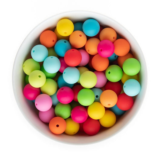 Silicone Bead Packs Rainbow Brights 15mm Round Silicone from Cara & Co Craft Supply
