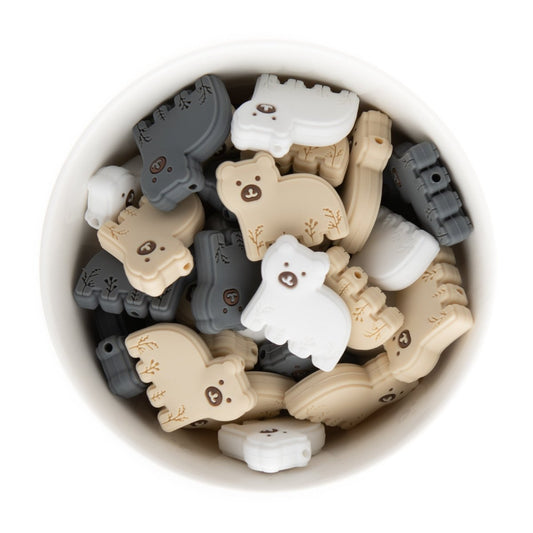 Silicone Focal Beads Baby Bears Charcoal Grey from Cara & Co Craft Supply