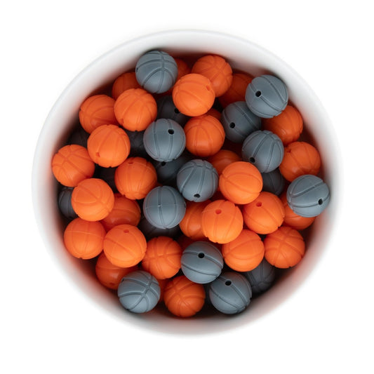 Silicone Focal Beads Basketballs Grey from Cara & Co Craft Supply