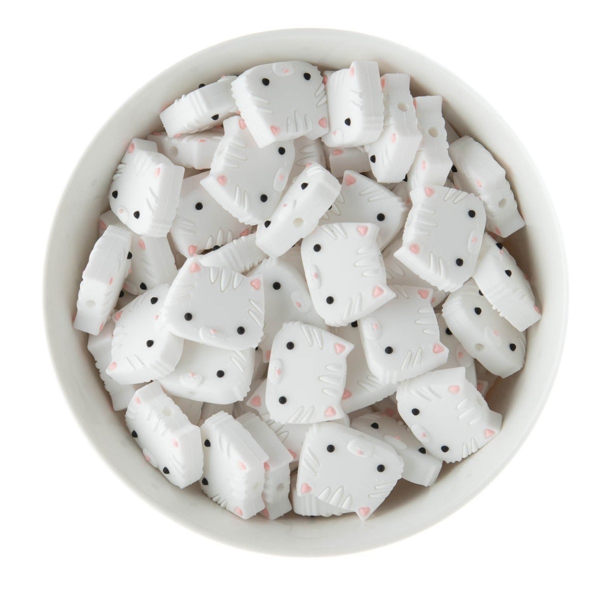 Silicone Focal Beads Cats White from Cara & Co Craft Supply