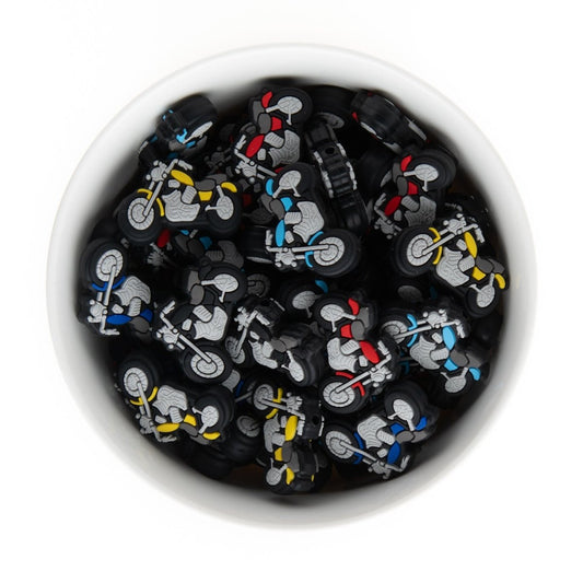 Silicone Focal Beads Classic Motorcycles Black from Cara & Co Craft Supply