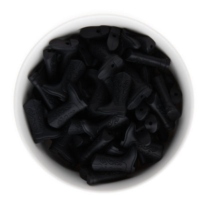 Silicone Focal Beads Cowboy Boots Black from Cara & Co Craft Supply