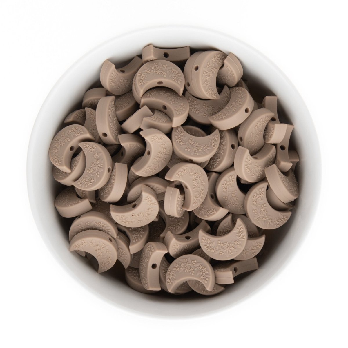 Silicone Focal Beads Crescent Moon Cappuccino from Cara & Co Craft Supply