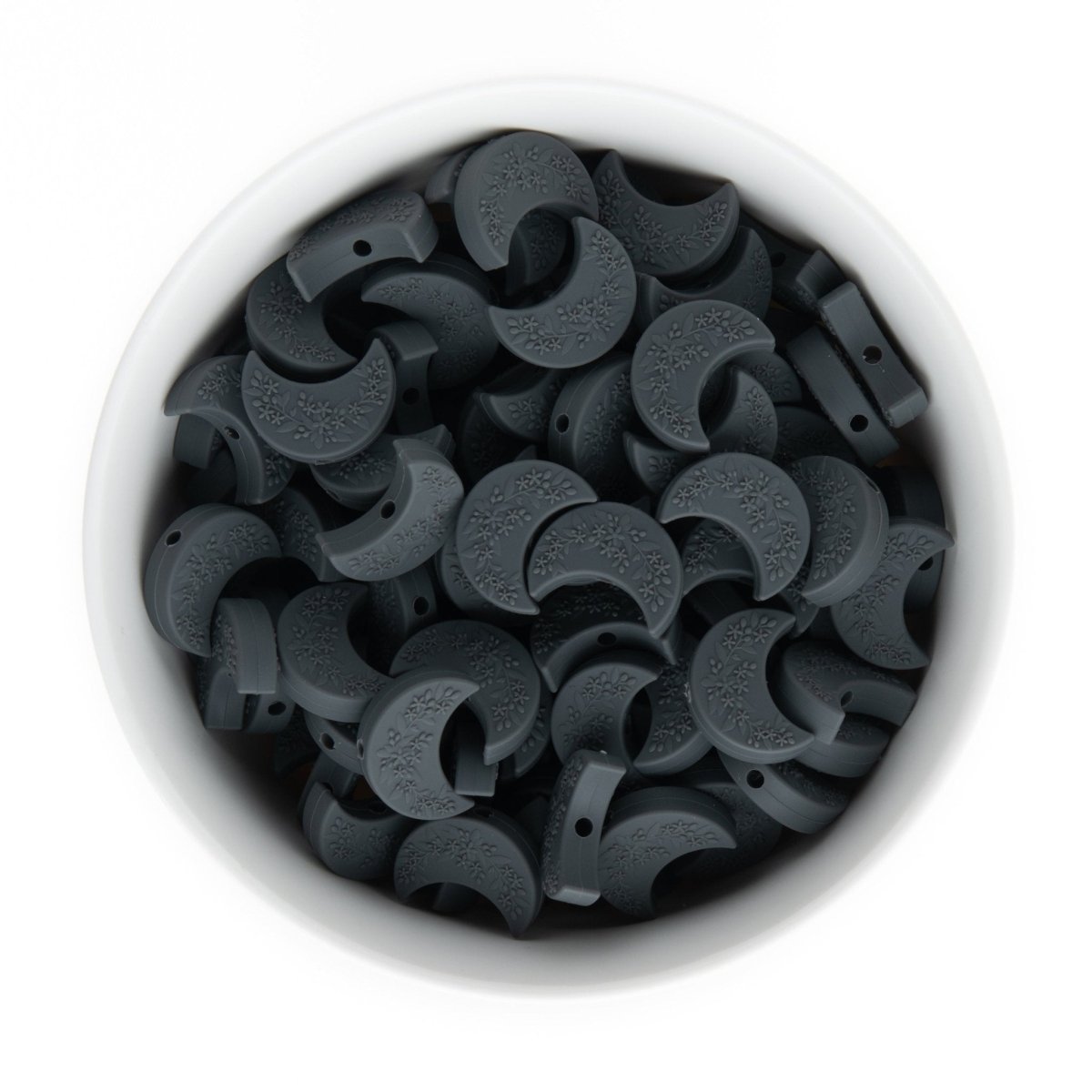 Silicone Focal Beads Crescent Moon Charcoal Grey from Cara & Co Craft Supply