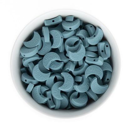 Silicone Focal Beads Crescent Moon Dusky Blue from Cara & Co Craft Supply