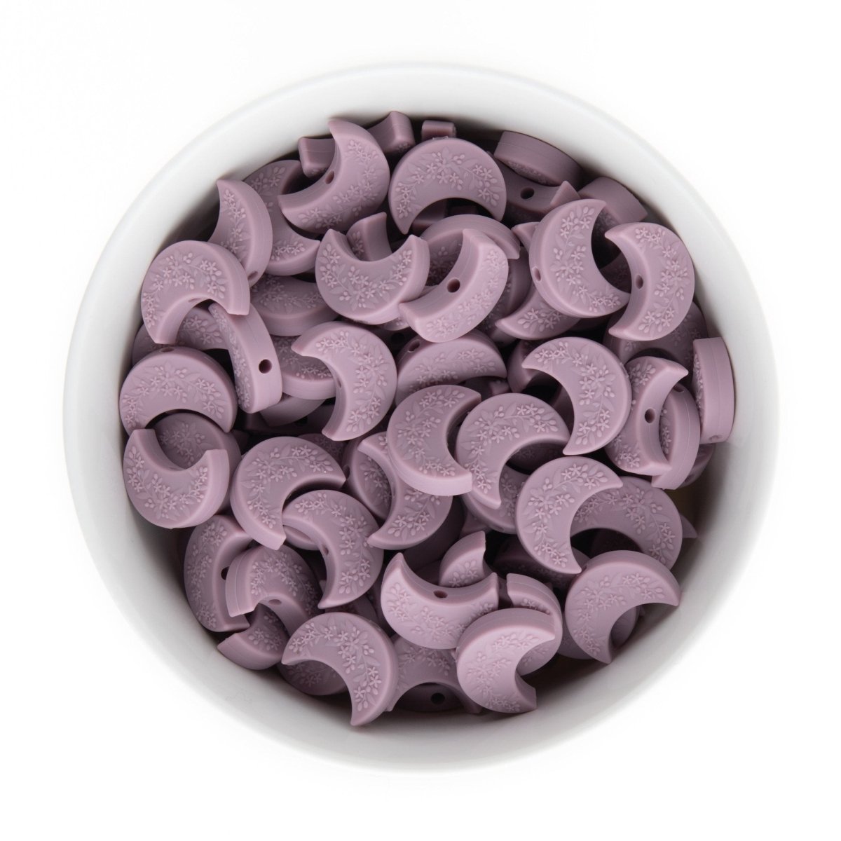 Silicone Focal Beads Crescent Moon Mauve from Cara & Co Craft Supply