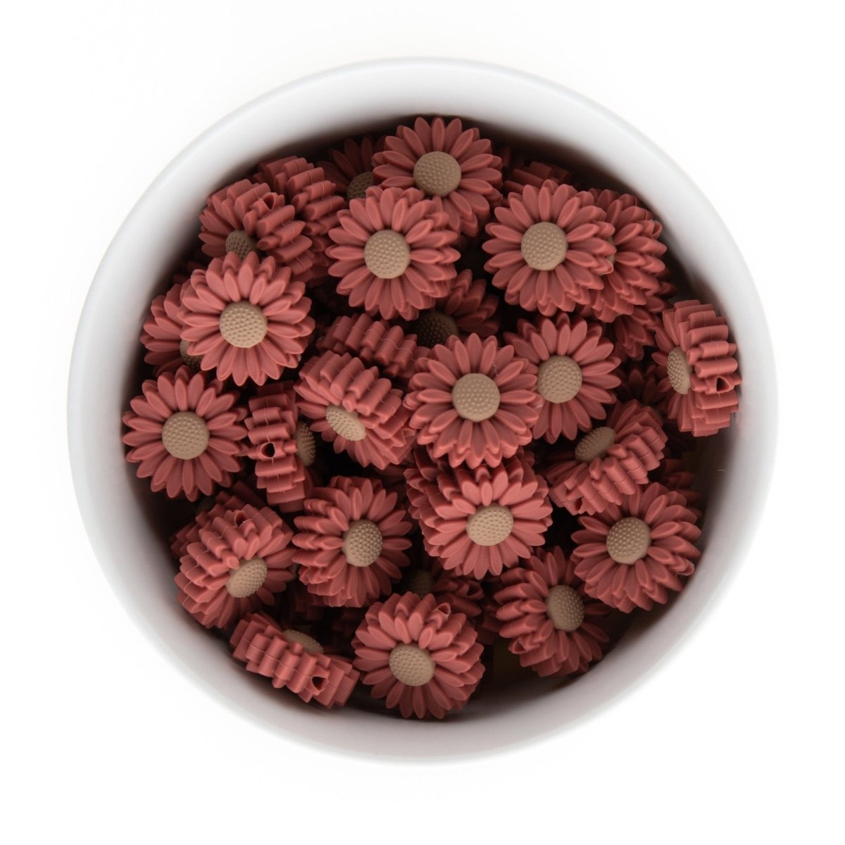 Silicone Focal Beads Daisies Burgundy Rose from Cara & Co Craft Supply