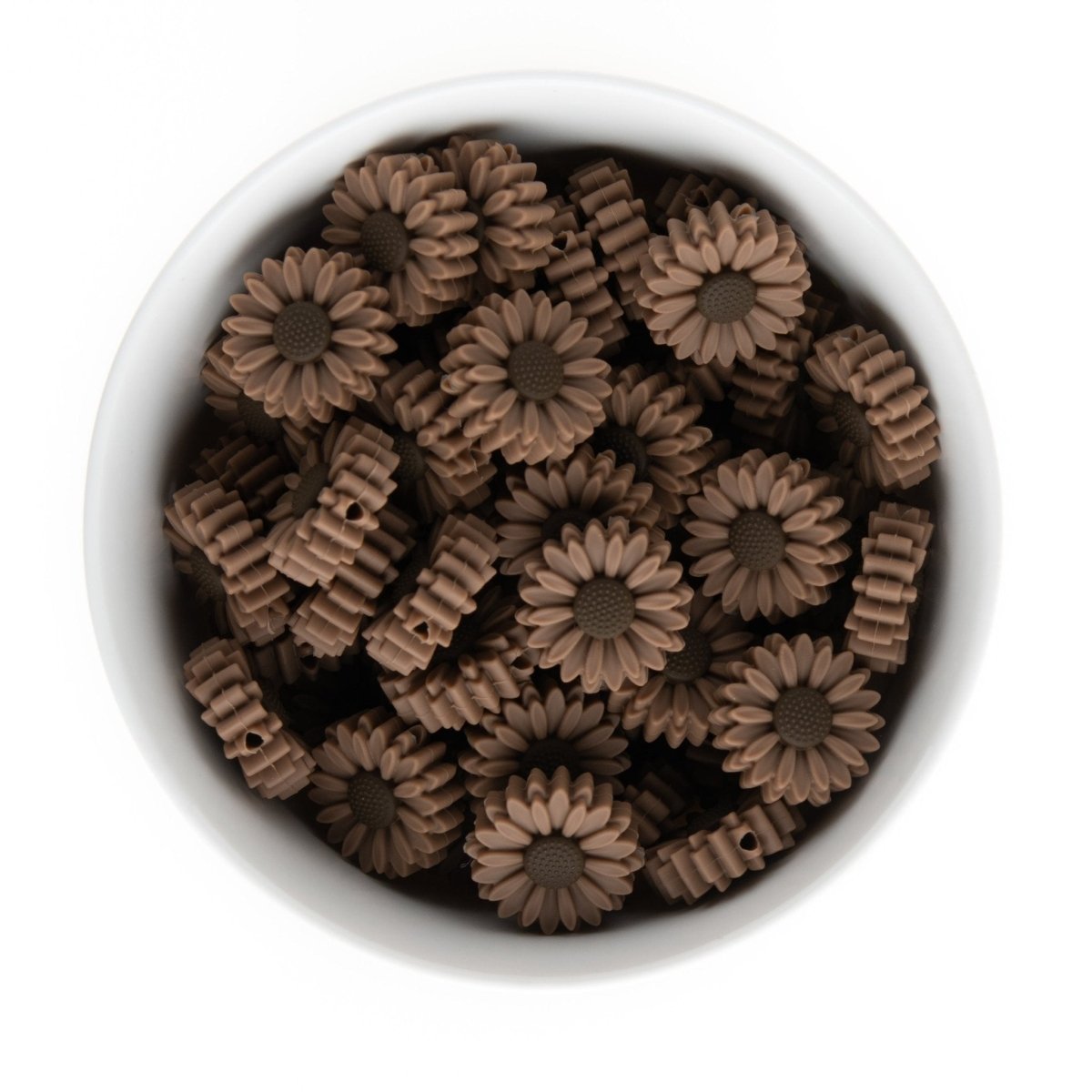 Silicone Focal Beads Daisies Earth Brown from Cara & Co Craft Supply