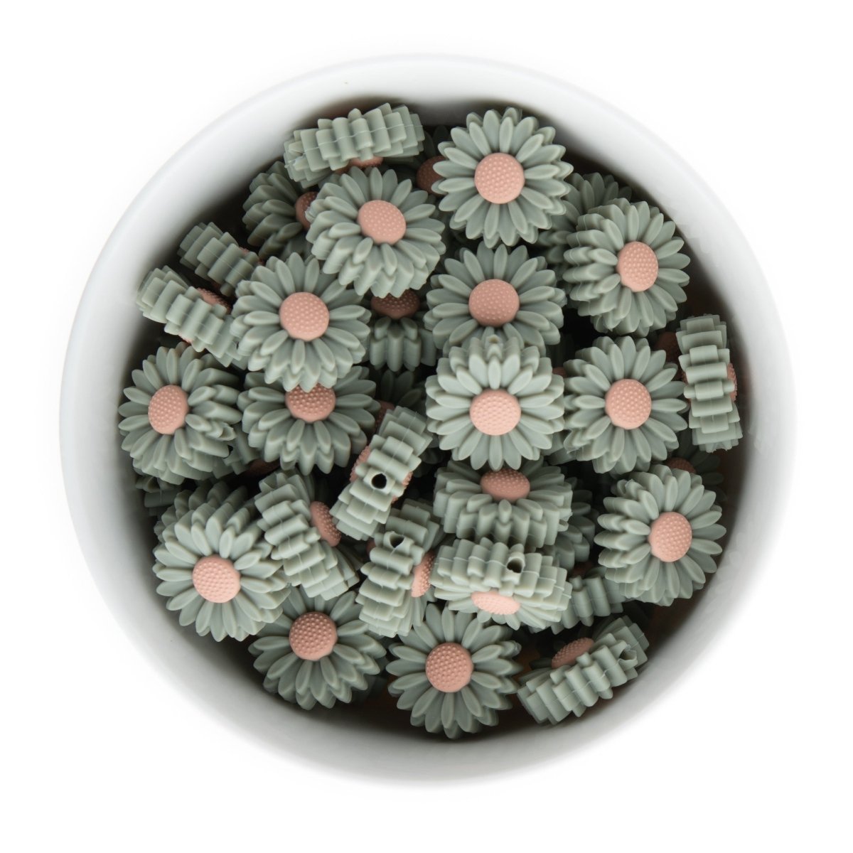 Silicone Focal Beads Daisies Laurel Green from Cara & Co Craft Supply