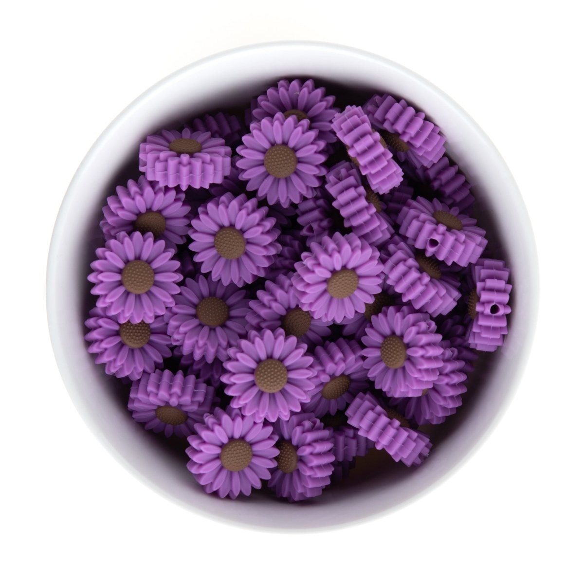 Silicone Focal Beads Daisies Lavender from Cara & Co Craft Supply
