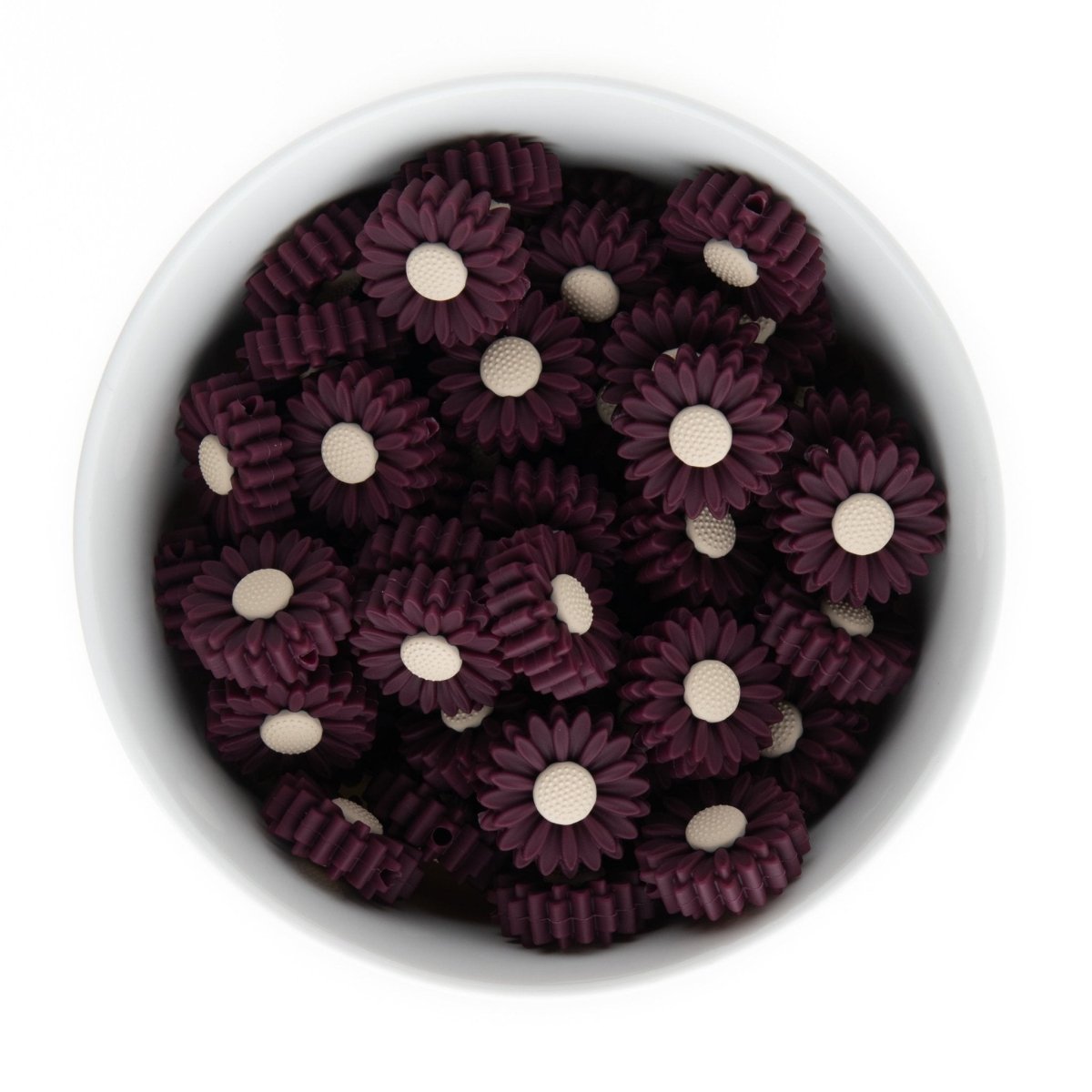 Silicone Focal Beads Daisies Mystic Mulberry from Cara & Co Craft Supply