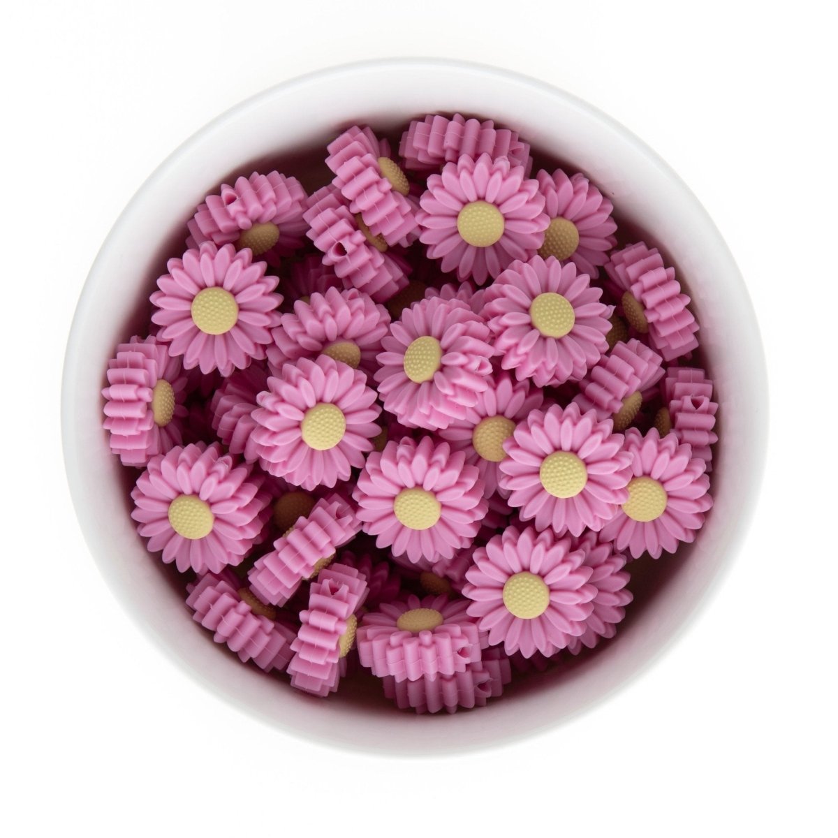 Silicone Focal Beads Daisies Peony Pink from Cara & Co Craft Supply