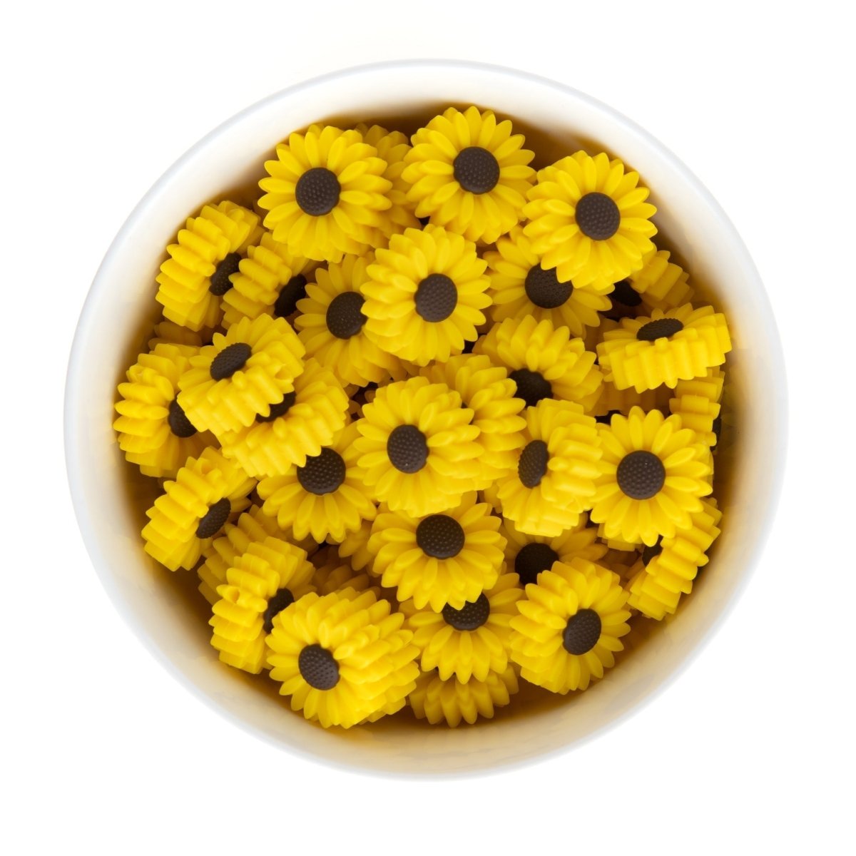 Silicone Focal Beads Daisies Sunshine Yellow from Cara & Co Craft Supply