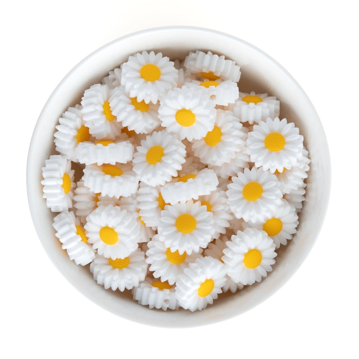 Silicone Focal Beads Daisies White/Sunshine Yellow from Cara & Co Craft Supply