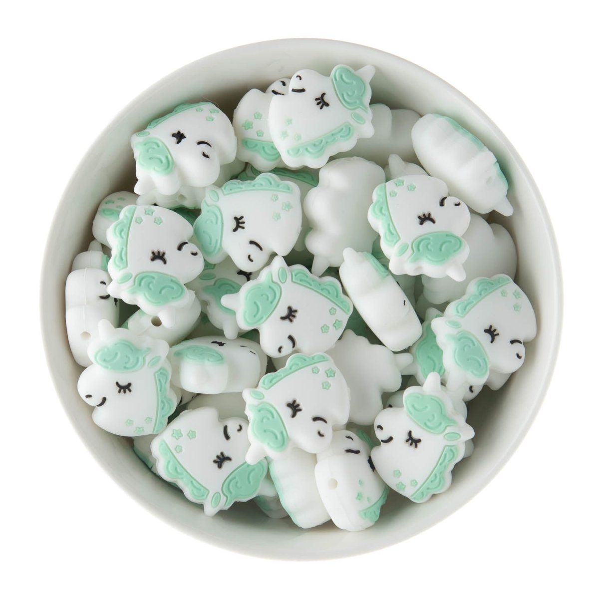 Silicone Focal Beads Dreamy Unicorns Mint from Cara & Co Craft Supply