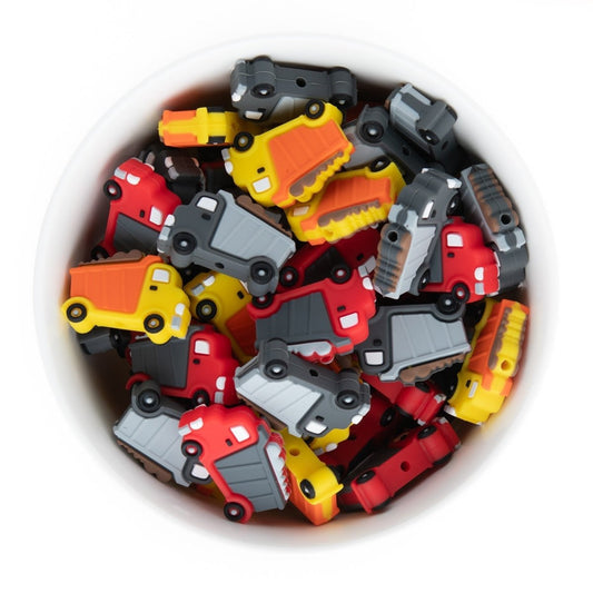Silicone Focal Beads Dump Trucks Bright Red from Cara & Co Craft Supply
