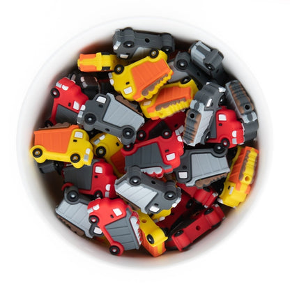 Silicone Focal Beads Dump Trucks Bright Red from Cara & Co Craft Supply