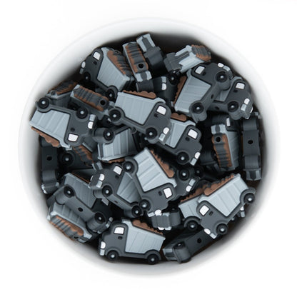 Silicone Focal Beads Dump Trucks Charcoal Grey from Cara & Co Craft Supply