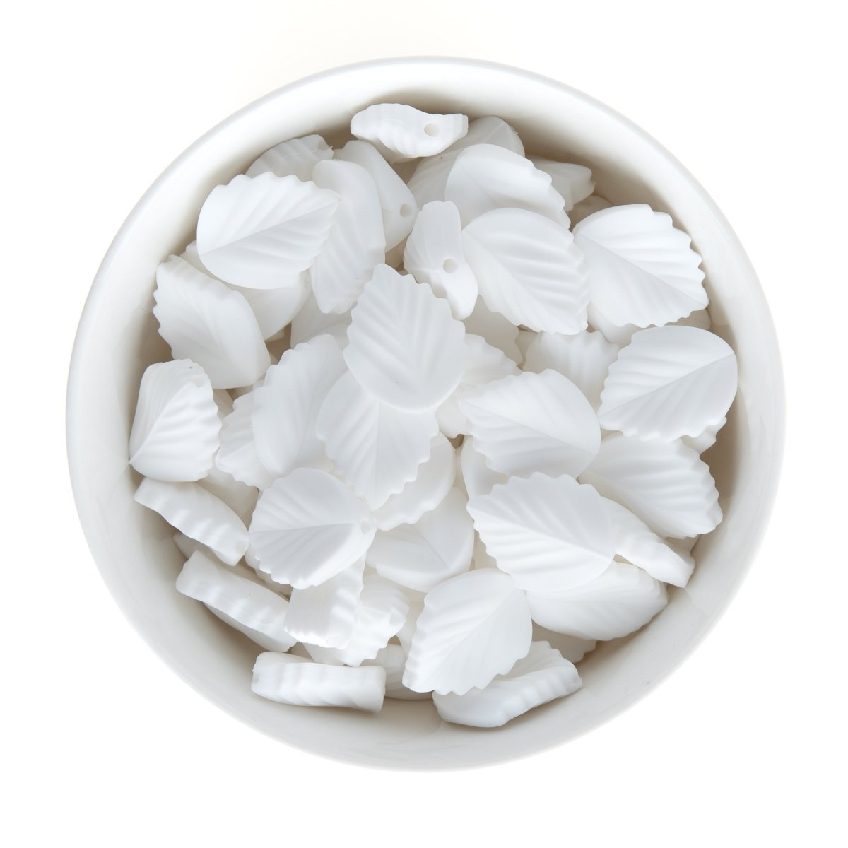 Silicone Focal Beads Elm Leaves White from Cara & Co Craft Supply