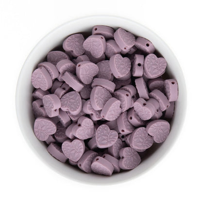 Silicone Focal Beads Embossed Hearts Mauve from Cara & Co Craft Supply