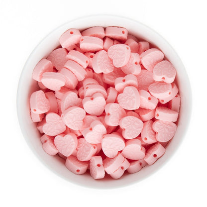 Silicone Focal Beads Embossed Hearts Soft Pink from Cara & Co Craft Supply