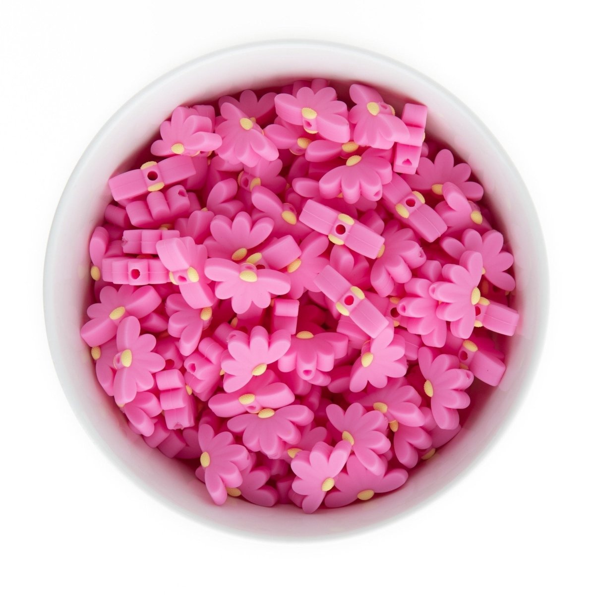 Silicone Focal Beads Half Daisies Cotton Candy Pink from Cara & Co Craft Supply