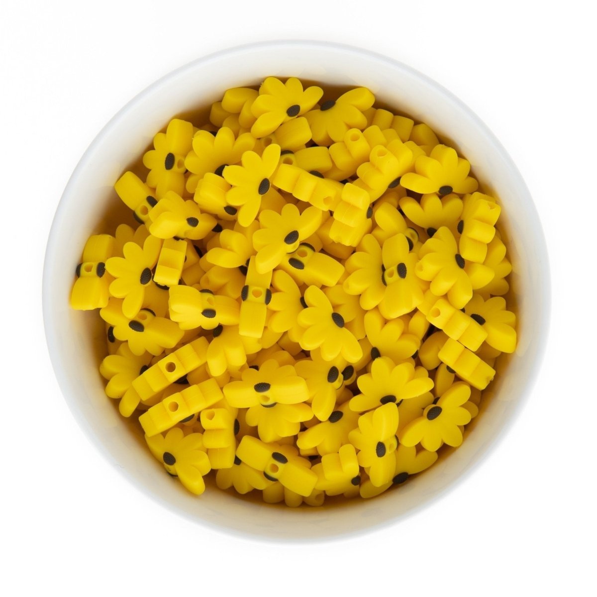 Silicone Focal Beads Half Daisies Sunshine Yellow from Cara & Co Craft Supply