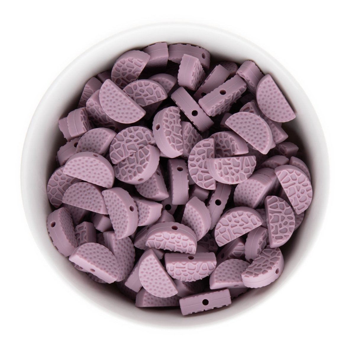 Silicone Focal Beads Half Moon Mauve from Cara & Co Craft Supply