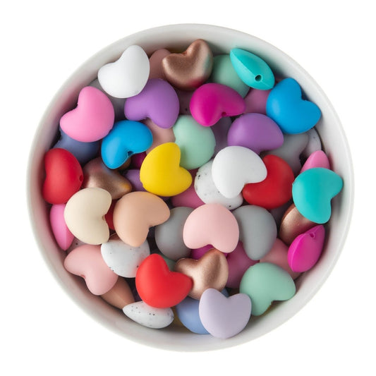 Silicone Focal Beads Hearts Bright Red from Cara & Co Craft Supply