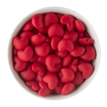 Silicone Focal Beads Hearts Cherry Red from Cara & Co Craft Supply